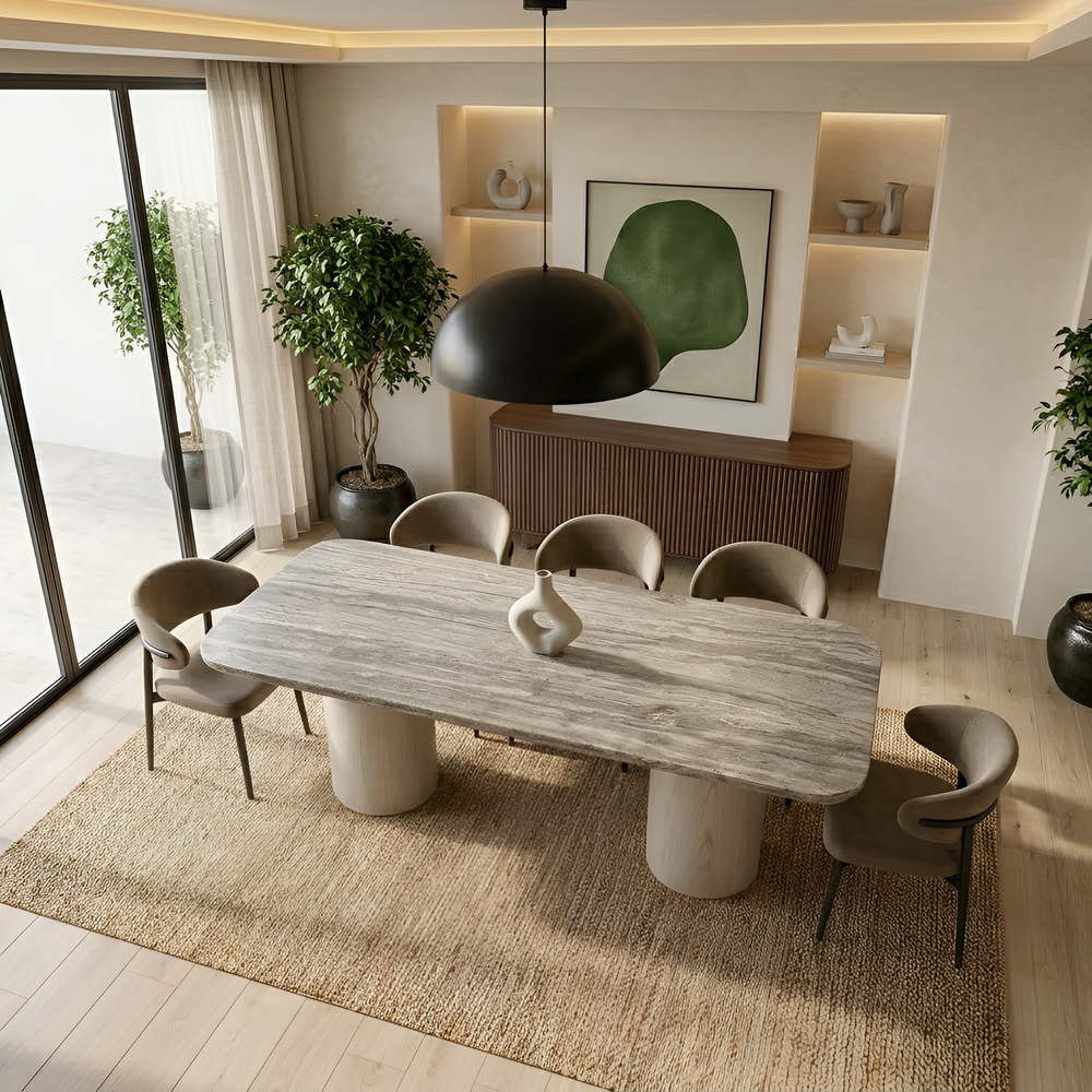Eclipse Travertine Dining Table