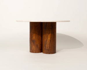 Kamen Marble Top Coffee Table Teak Wood Legs