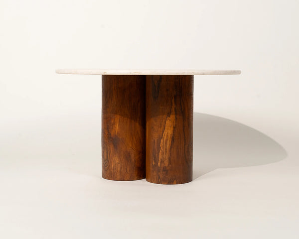 Kamen Marble Top Coffee Table Teak Wood Legs