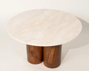 Kamen Marble Top Coffee Table Teak Wood Legs
