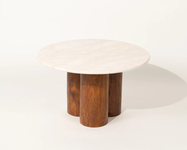 Kamen Marble Top Coffee Table Teak Wood Legs