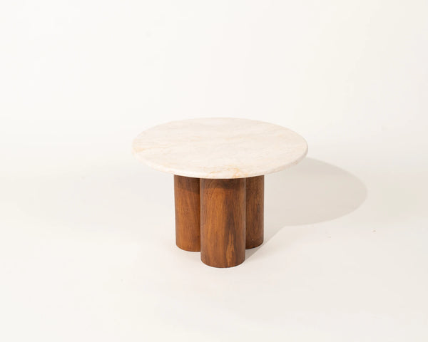 Kamen Marble Top Coffee Table Teak Wood Legs
