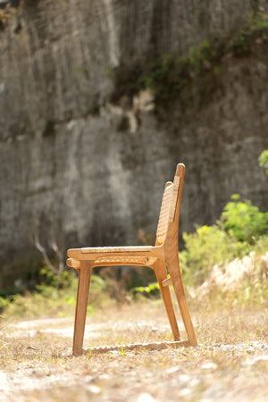 Kyma Rattan Dining Chair Teak Wood