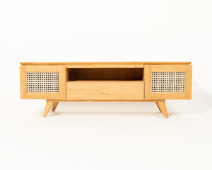 Luma 2 Door TV Unit Teak Wood and Rattan