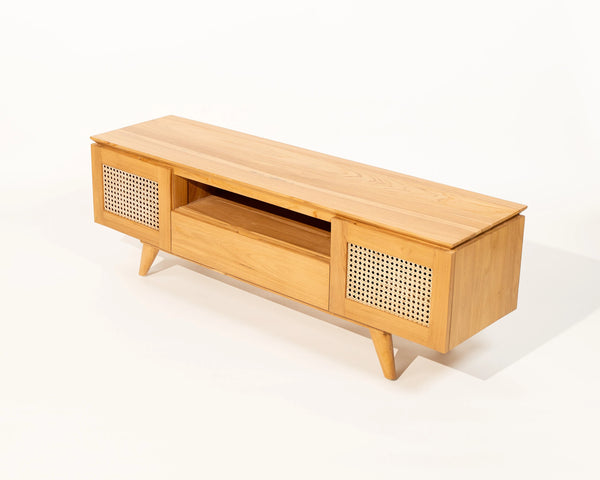 Luma 2 Door TV Unit Teak Wood and Rattan