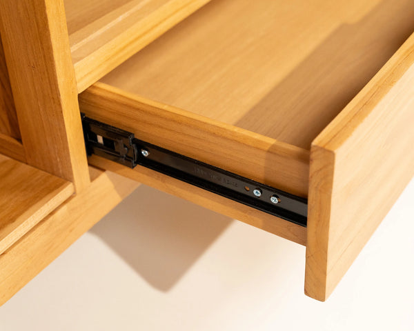 Luma 2 Door TV Unit Teak Wood and Rattan