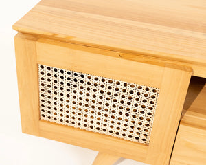 Luma 2 Door TV Unit Teak Wood and Rattan