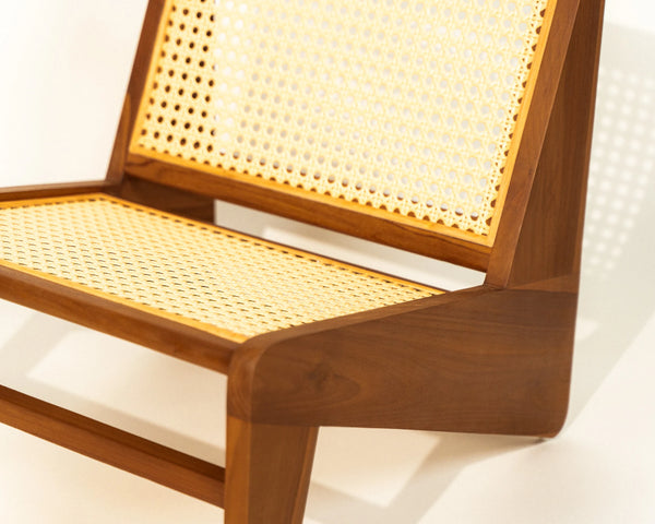 Meranti Lounge Chair Teak Wood and Synthetic Rattan Outdoor