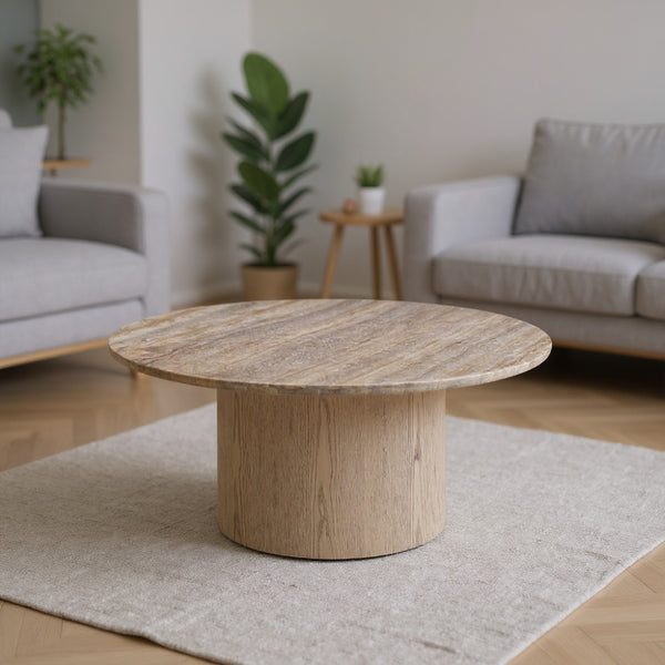 Eclipse Round Travertine Dining Table